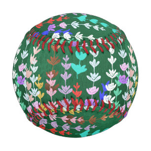 Balle De Baseball printemps, floral, moderne, motif, heureux, coloré
