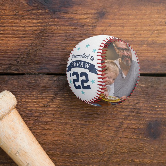 Balle De Baseball Promu à Pepaw | Nouveau grand-père photo (Créateur téléchargé)