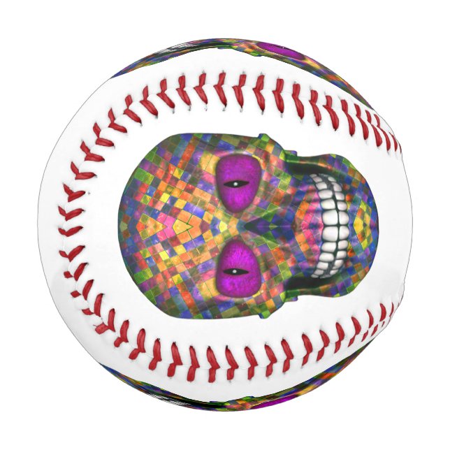 Balle De Baseball Purple Mosaic Sugar Skull Zombie (Devant Gauche)