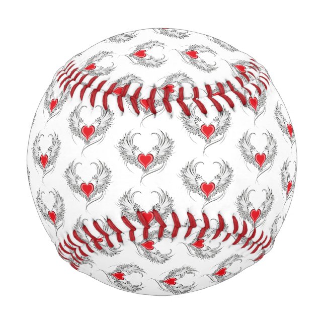 Balle De Baseball Red Angel Coeur avec ailes (Devant)