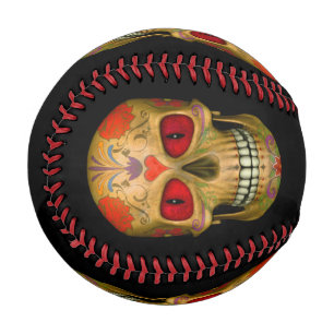 Balle De Baseball Red Eyed Sugar Skull Zombie Baseball