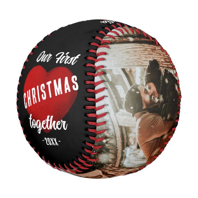 Balle De Baseball Red Heart Our First Christmas Together 2 Photo  (Angle)