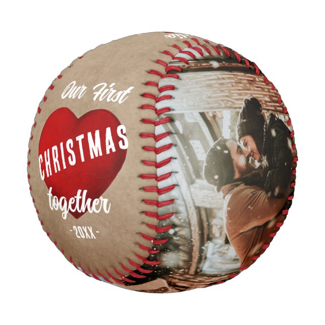 Balle De Baseball Red Heart Our First Christmas Together 2 Photo (Angle)
