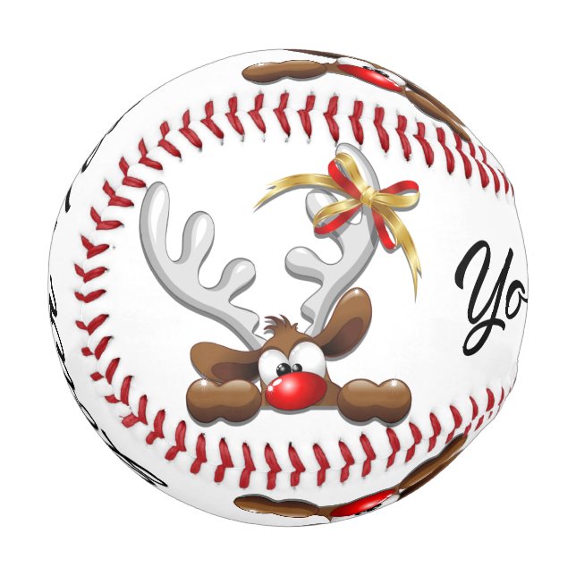 Balle De Baseball Reindeer Puzzled drôle Caractère de Noël (Devant Gauche)