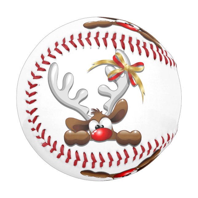 Balle De Baseball Reindeer Puzzled drôle Caractère de Noël (Devant Gauche)