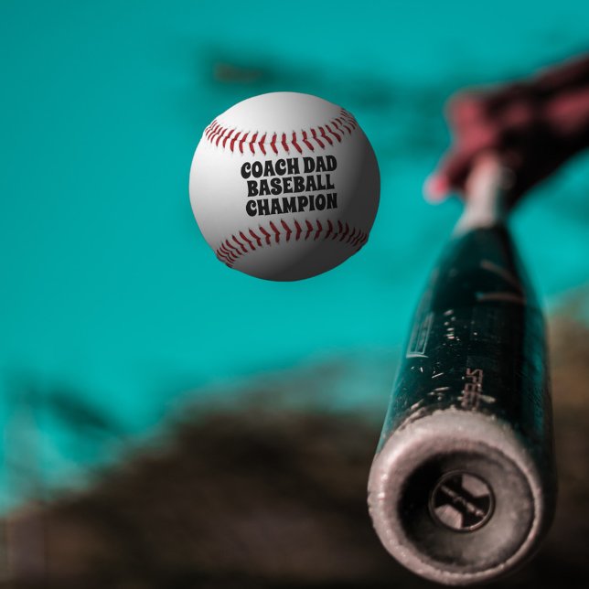 Balle De Baseball Retro Coach Papa Champion Personnalisé Baseball (Perfect gift for the Dad that coaches the local baseball team. He's the champion dad!)