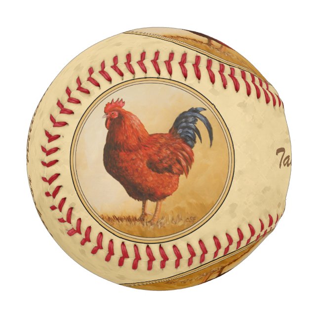 Balle De Baseball Rhode Island Red Rooster Yellow Arrière - plan (Devant Gauche)