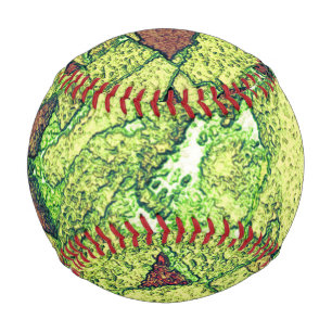 Balle De Baseball Roche volcanique peinte en jaune pâle et verdâtre