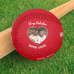 Balle De Baseball Romantic Red Valentine's Day Custom Photo & Text