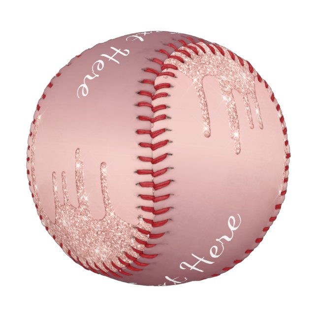 Balle De Baseball Rose Gold Parties scintillant Baseball avec nom de (Angle)