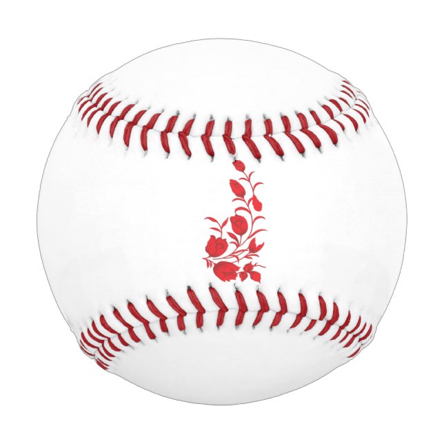 Balle De Baseball Rose Madder, design floral Thunderbird (Devant)