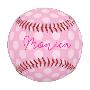 Balle De Baseball Rose Pâle Personnalisé à pois