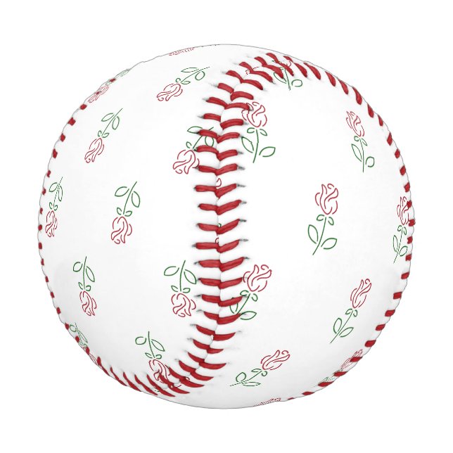 Balle De Baseball Roses Rouges, Motif De Roses, Fleurs (Angle)