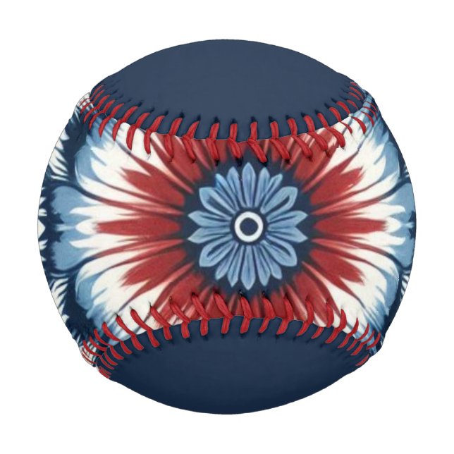 Balle De Baseball Rouge, Blanc & Bleu Tie-dye (Devant)