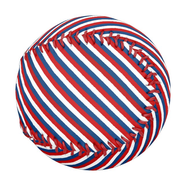 Balle De Baseball Rouge, blanc et bleu rayé (Dos Gauche)