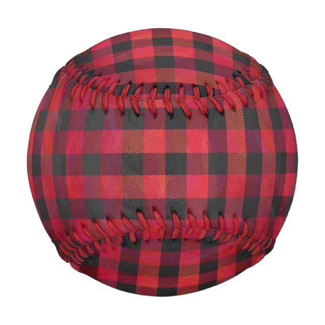 Balle De Baseball Rouge et noir À damiers plaid (Dos)
