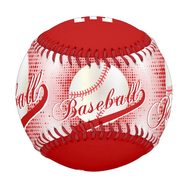 Balle De Baseball Rouge foncé | White Retro Baseball Sports (Dos)