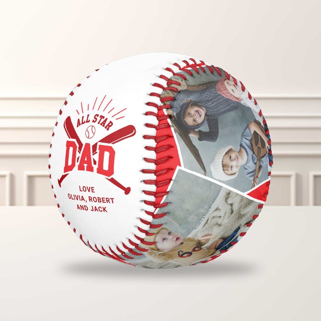 Balle De Baseball Rouge « Papa Toutes Étoiles » personnalisé (Créateur téléchargé)