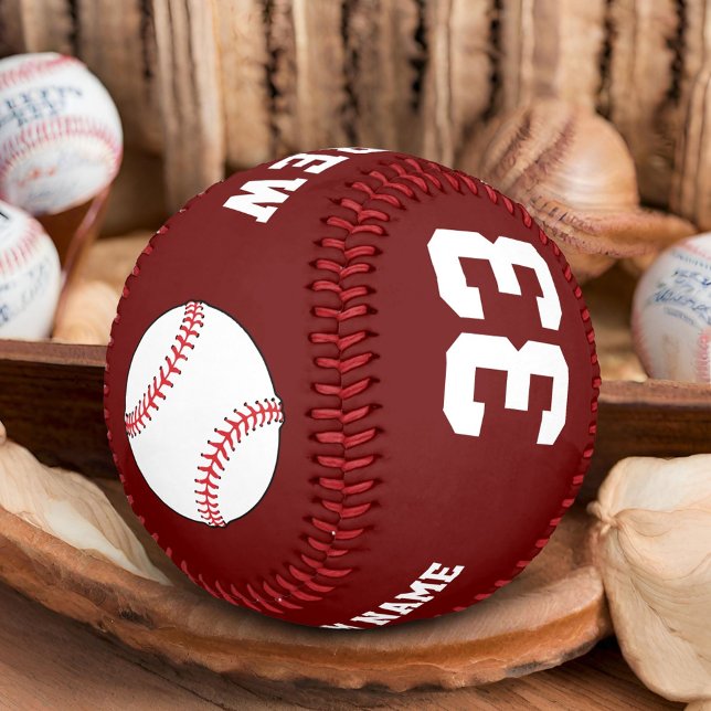 Balle de baseball rouge personnalisée avec nom équ (Créateur téléchargé)