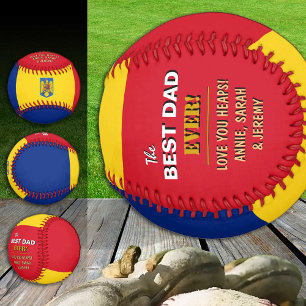 Balle De Baseball Roumanie Meilleur papa, papas patriotiques, Drapea