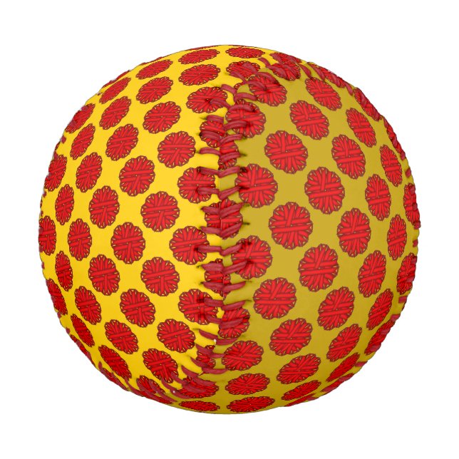 Balle De Baseball Ruban de fleurs rouges par Kenneth Yoncich (Angle)