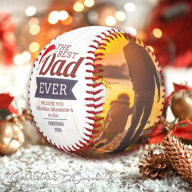 Balle De Baseball Russe Meilleur papa jamais photo Noël (Créateur téléchargé)
