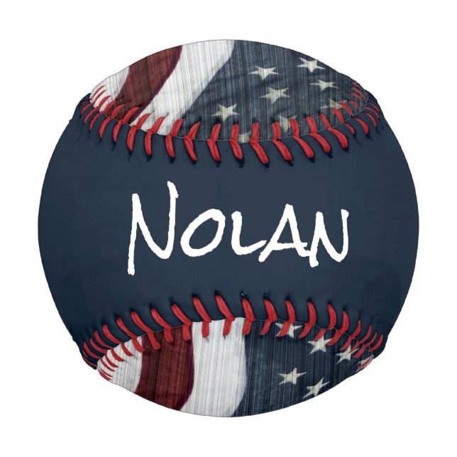 Balle De Baseball Rustic Americana Nom Personnalisé Baseball (Dos)