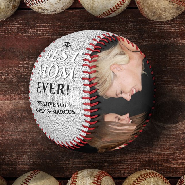 Balle De Baseball Rustic Best Mom Ever Mother`s Day Photo Collage (Créateur téléchargé)