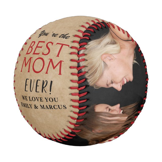 Balle De Baseball Rustic Best Mom`s Day Photo Collage (Angle)