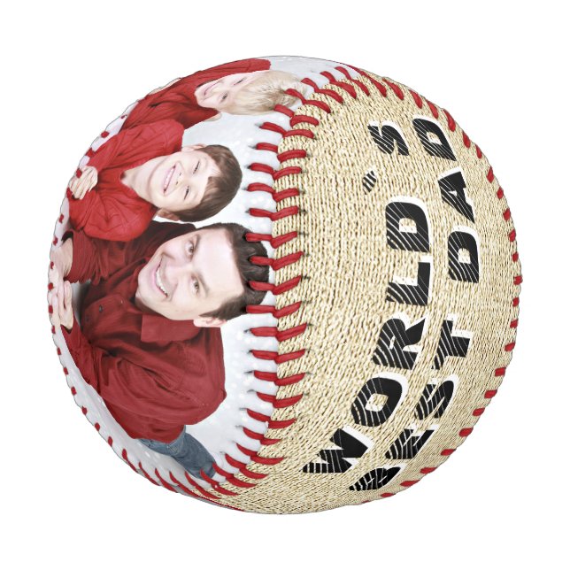 Balle De Baseball Rustic World`s Best Papa Name 2 Photo Collage (Angle)