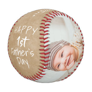 Balle De Baseball Rustique 1er Père`s Day Script 2 Photo Collage Bas