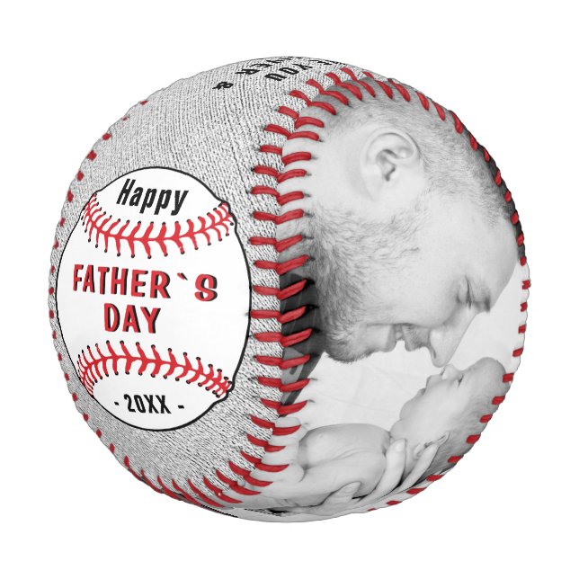 Balle De Baseball Rustique Joyeuse Fête des Pères 2 Photo Collage Ba (Angle)