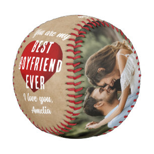 Balle De Baseball Rustique Mon meilleur petit ami jamais Cœur rouge 