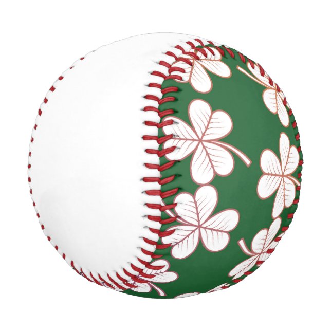 Balle De Baseball Saint Patrick's day avec shamrock de baseball (Angle)