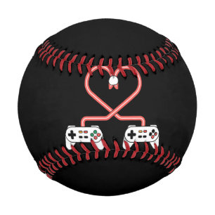 Balle De Baseball Saint-Valentin de joueur vidéo avec cœur de manett