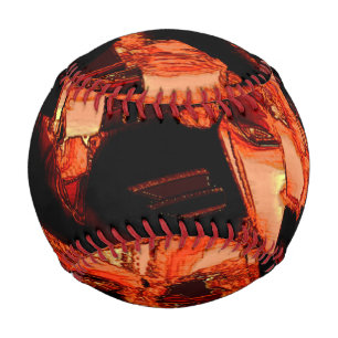 Balle De Baseball Saumon foncé ou corail détruit, fond noir