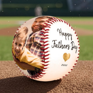 Balle De Baseball Script Moderne Joyeuse Fête des Pères Or Cœur Phot