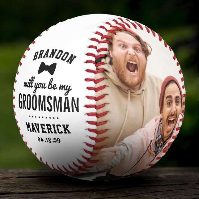 Balle De Baseball Serez-Vous Mon Groomsman Photo Baseball (Créateur téléchargé)
