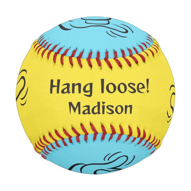 Balle De Baseball Shaka de nom, emplacement et couleur personnalisés (Devant)