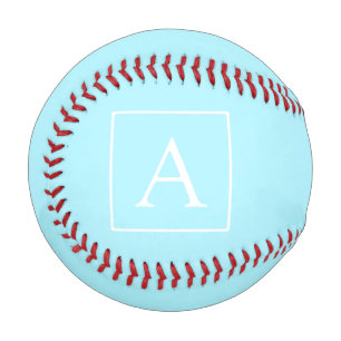 Balle De Baseball Simple Monogramme Bleu Ciel