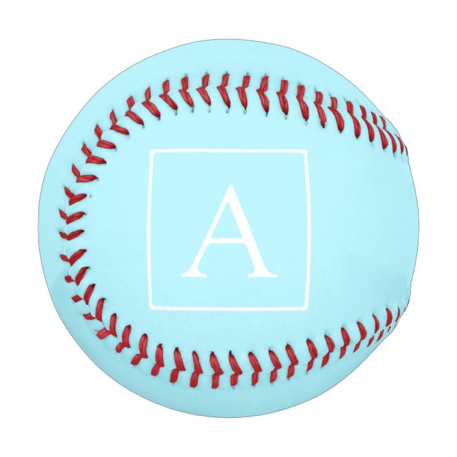 Balle De Baseball Simple Monogramme Bleu Ciel (Devant Gauche)