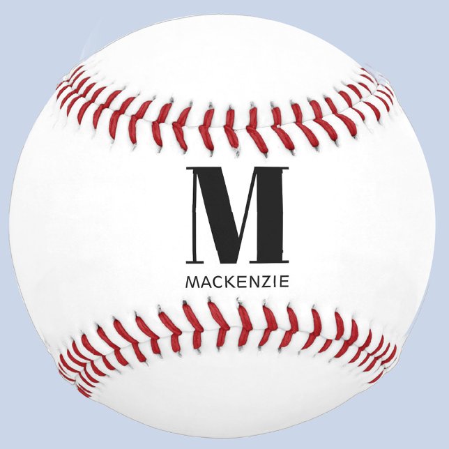 Balle De Baseball Simple Monogramme Initial Nane Personnalisé (Personalized monogram initial name custom baseball)