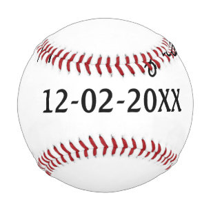 Balle De Baseball simple monogramme minimaliste Mme M. nom date anné