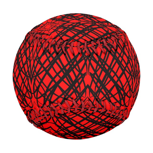 Balle De Baseball Simple Scribble | Carreaux miroir | Rouge | (Devant)