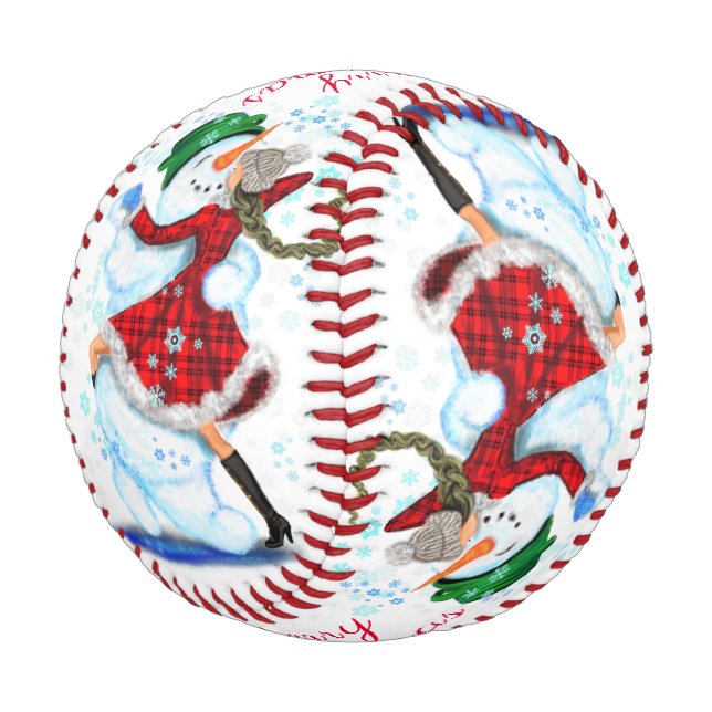 Balle De Baseball Snowman et danseuses de Noël Baseball (Angle)