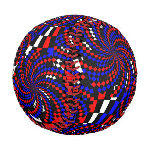 Balle De Baseball Spirale rouge blanc de Checker bleu par Kenneth Yo