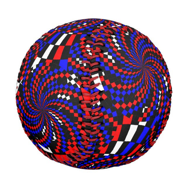 Balle De Baseball Spirale rouge blanc de Checker bleu par Kenneth Yo (Angle)