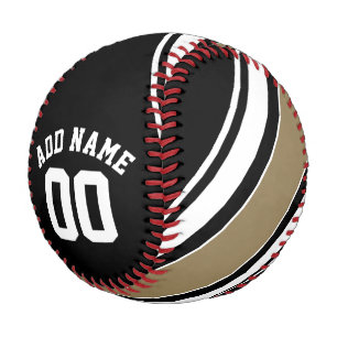 Balle De Baseball Sports Jersey Black and Gold Strips Nom Numéro