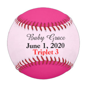 Balle De Baseball Statistiques de naissance rose Triplet Girl