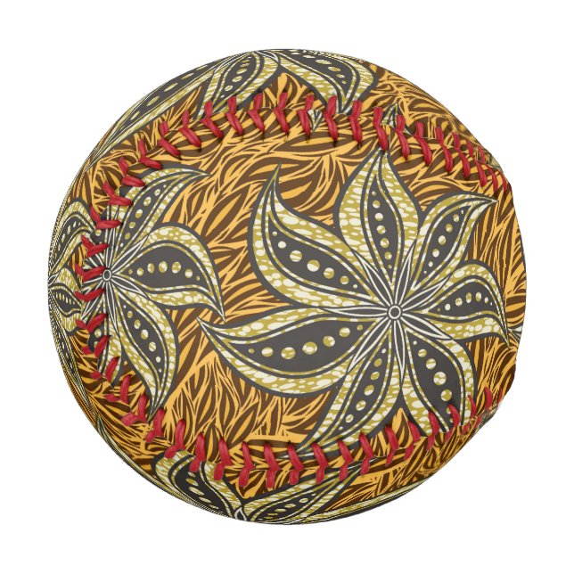 Balle De Baseball Style Batik Floral Abstrait africain (Devant Gauche)